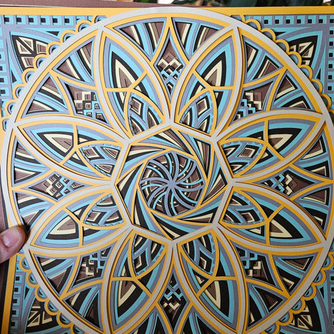 Mandala - 12" x 12" - yellow spokes